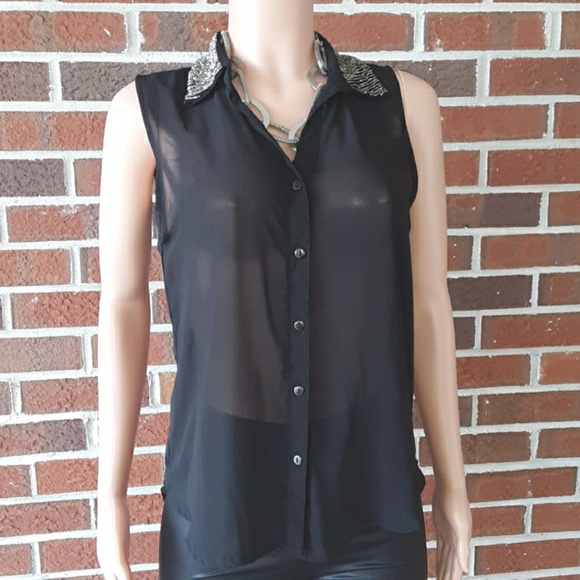 Fun & Flirt Tops - Sheer Embellished Top